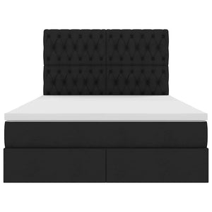 LED Κρεβάτι αποθήκευσης με στρώμα Μαύρο 140 x 190 cm Ύφασμα