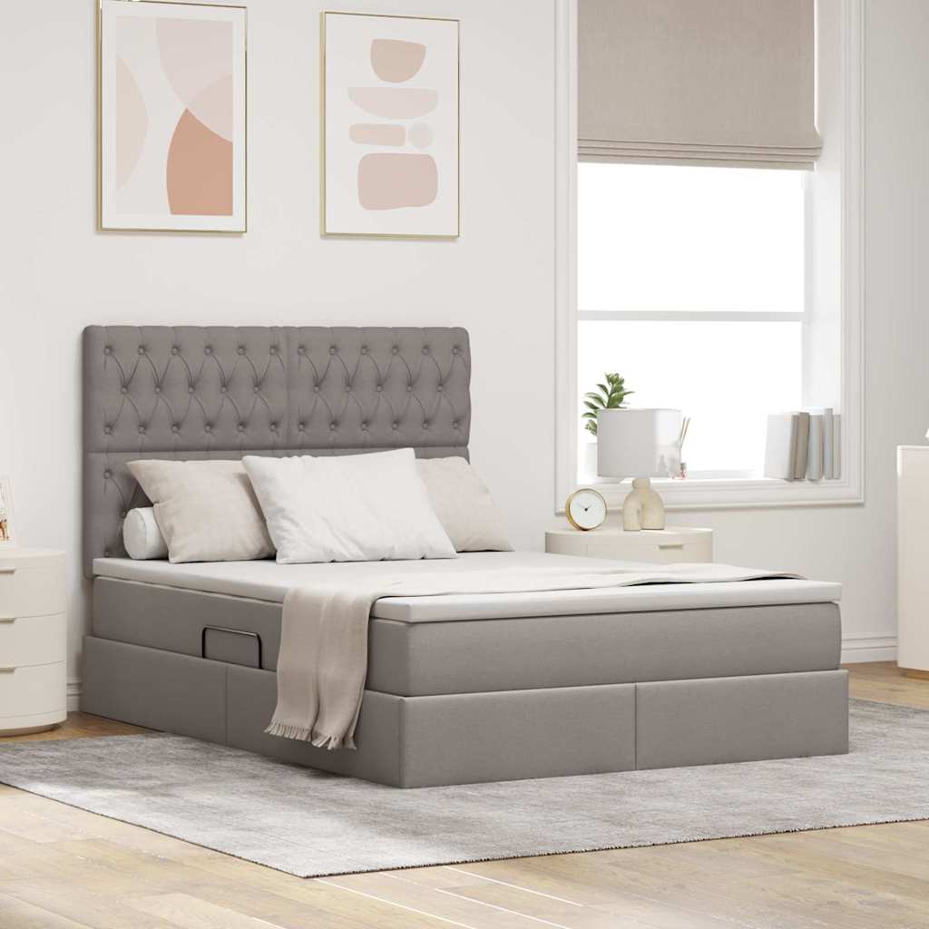 Κρεβάτι με αποθηκευτικό χώρο και LED με led Taupe 140 x 190 cm