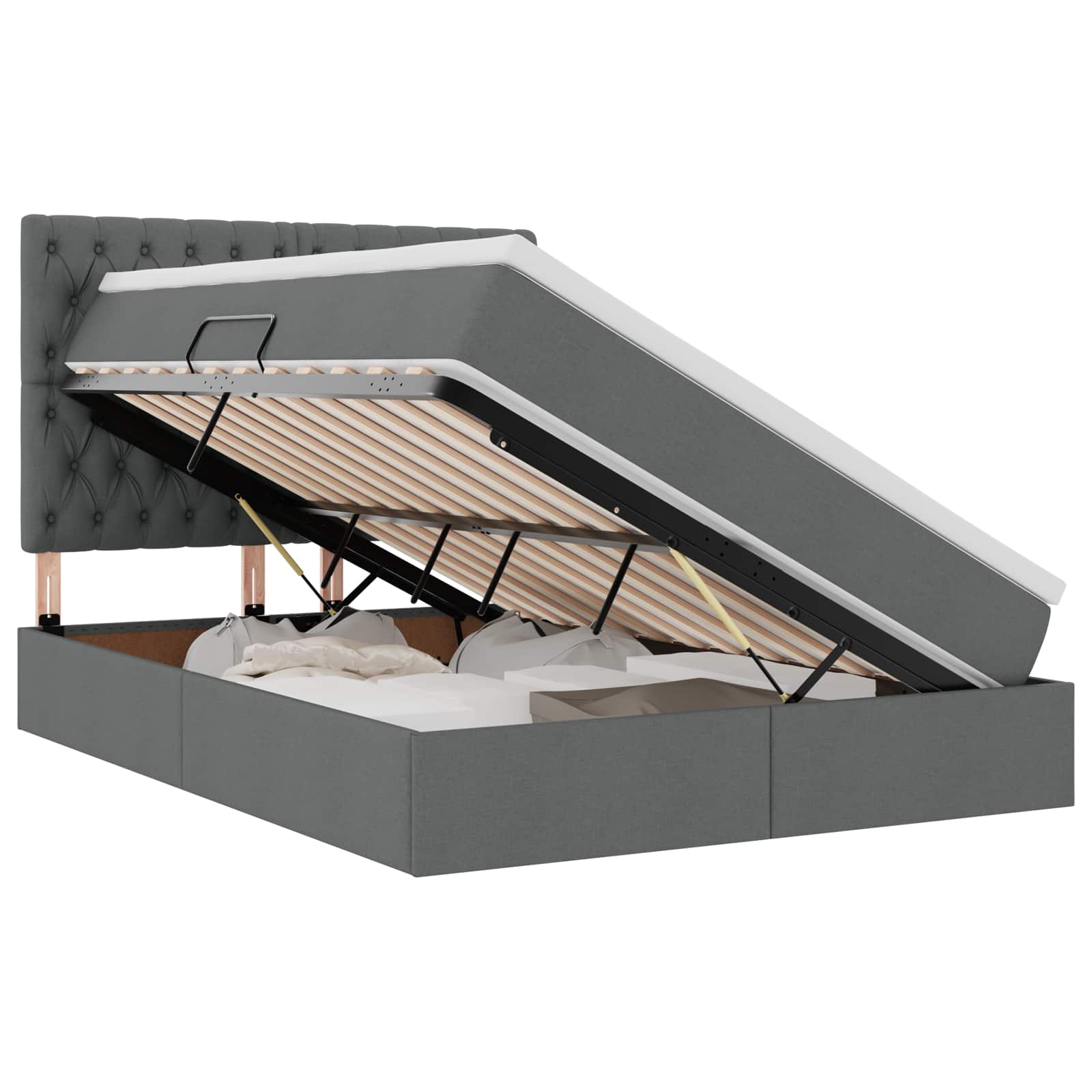 Κρεβάτι με αποθηκευτικό χώρο και LED Σκούρο Γκρι 140 x 200 cm - Pakobazaar