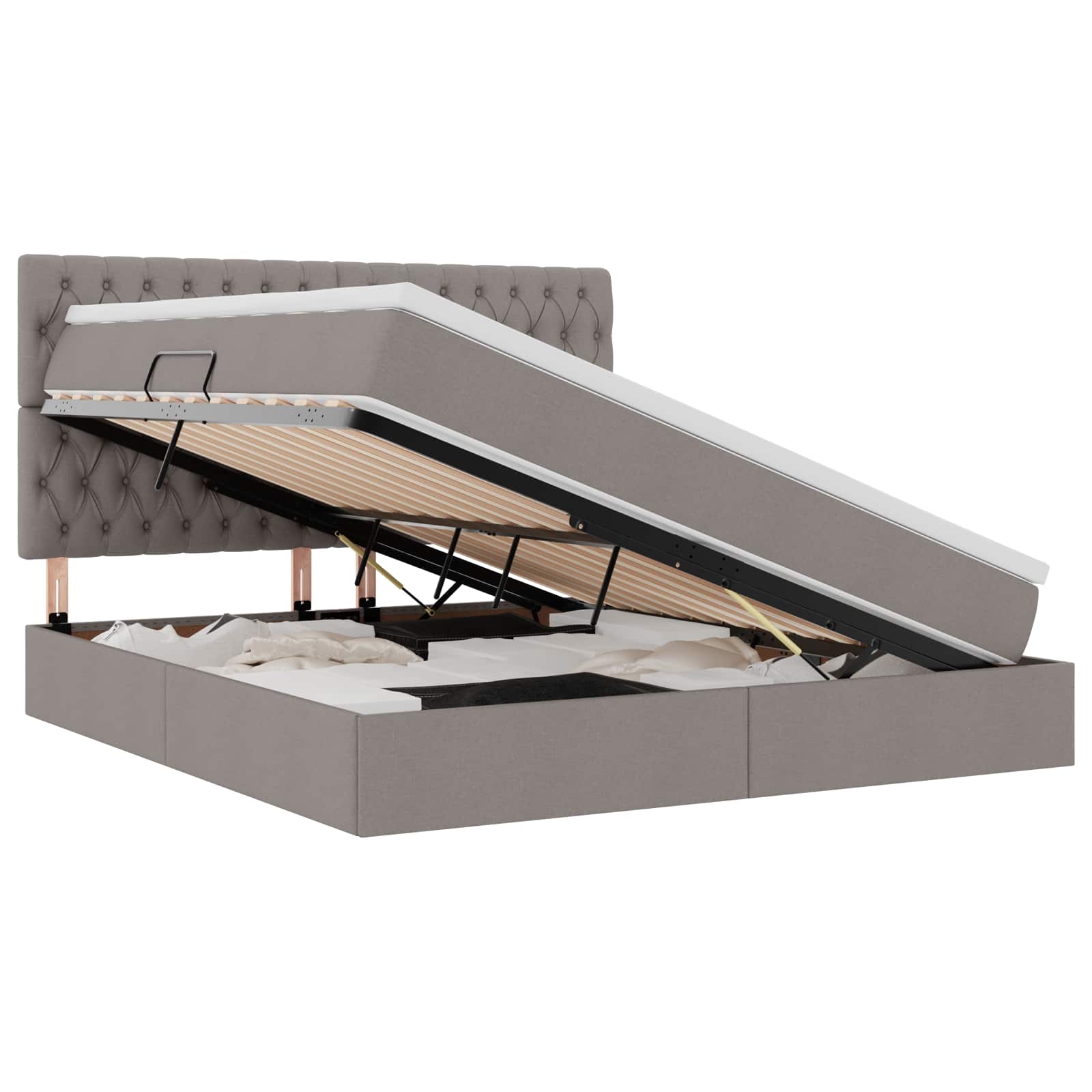 Κρεβάτι με αποθηκευτικό χώρο και LED με led Taupe 160 x 200 cm - Pakobazaar