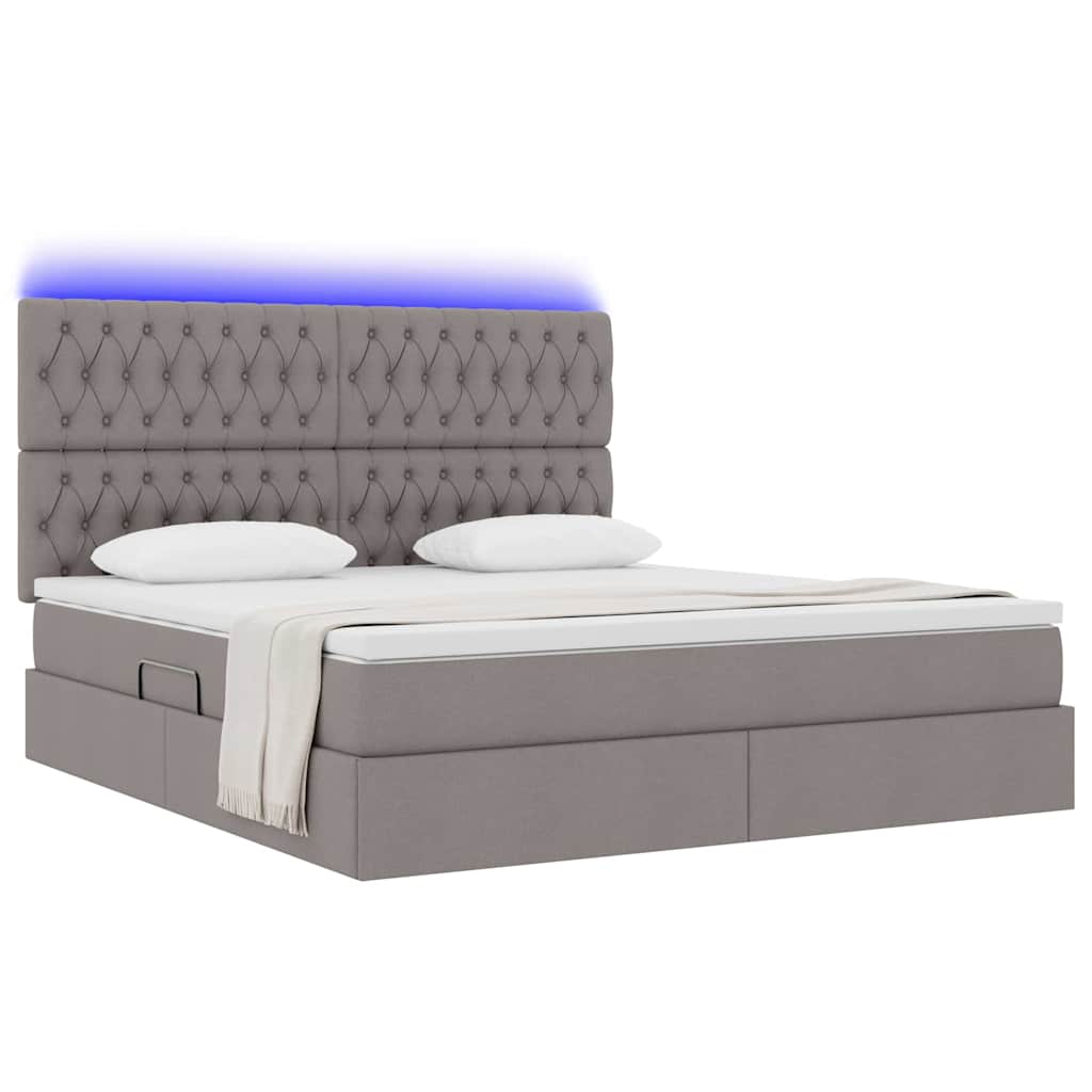 Κρεβάτι με αποθηκευτικό χώρο και LED με led Taupe 160 x 200 cm - Pakobazaar