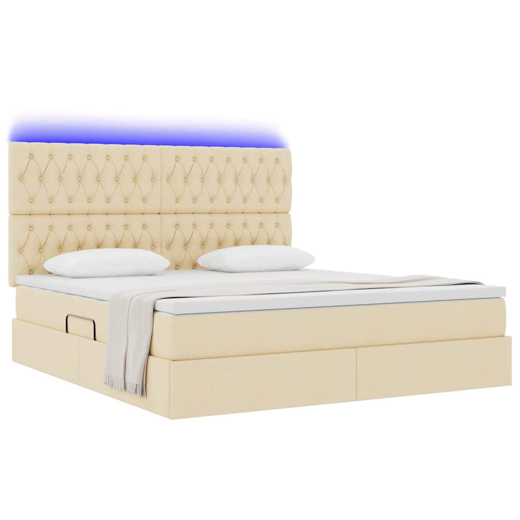 Κρεβάτι με αποθηκευτικό χώρο και LED με led Κρέμ 180 x 200 cm - Pakobazaar