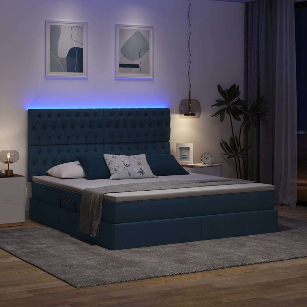 Κρεβάτι με αποθηκευτικό χώρο και LED με led Μπλε 180 x 200 cm - Pakobazaar
