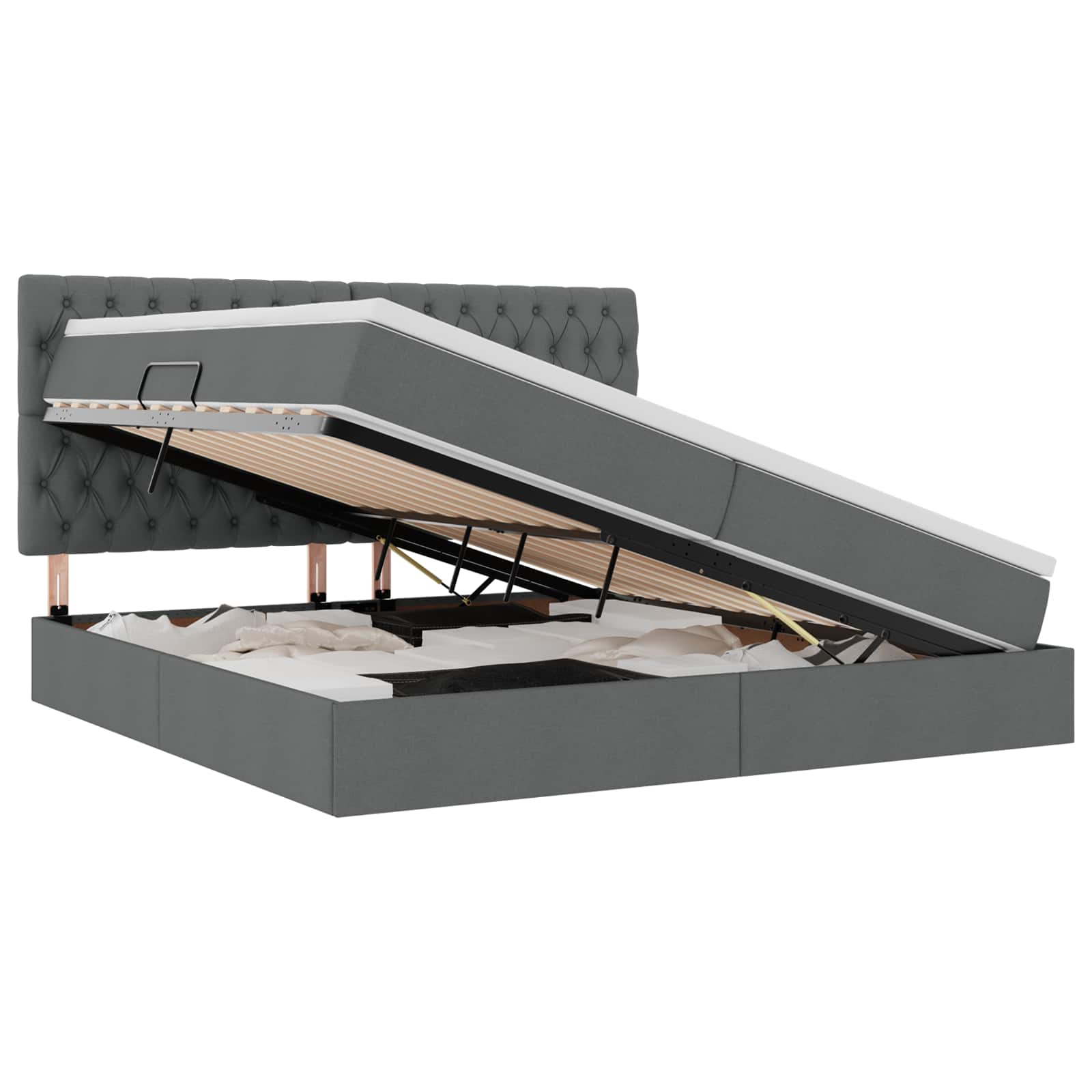 Κρεβάτι με αποθηκευτικό χώρο και LED Σκούρο Γκρι 200 x 200 cm - Pakobazaar
