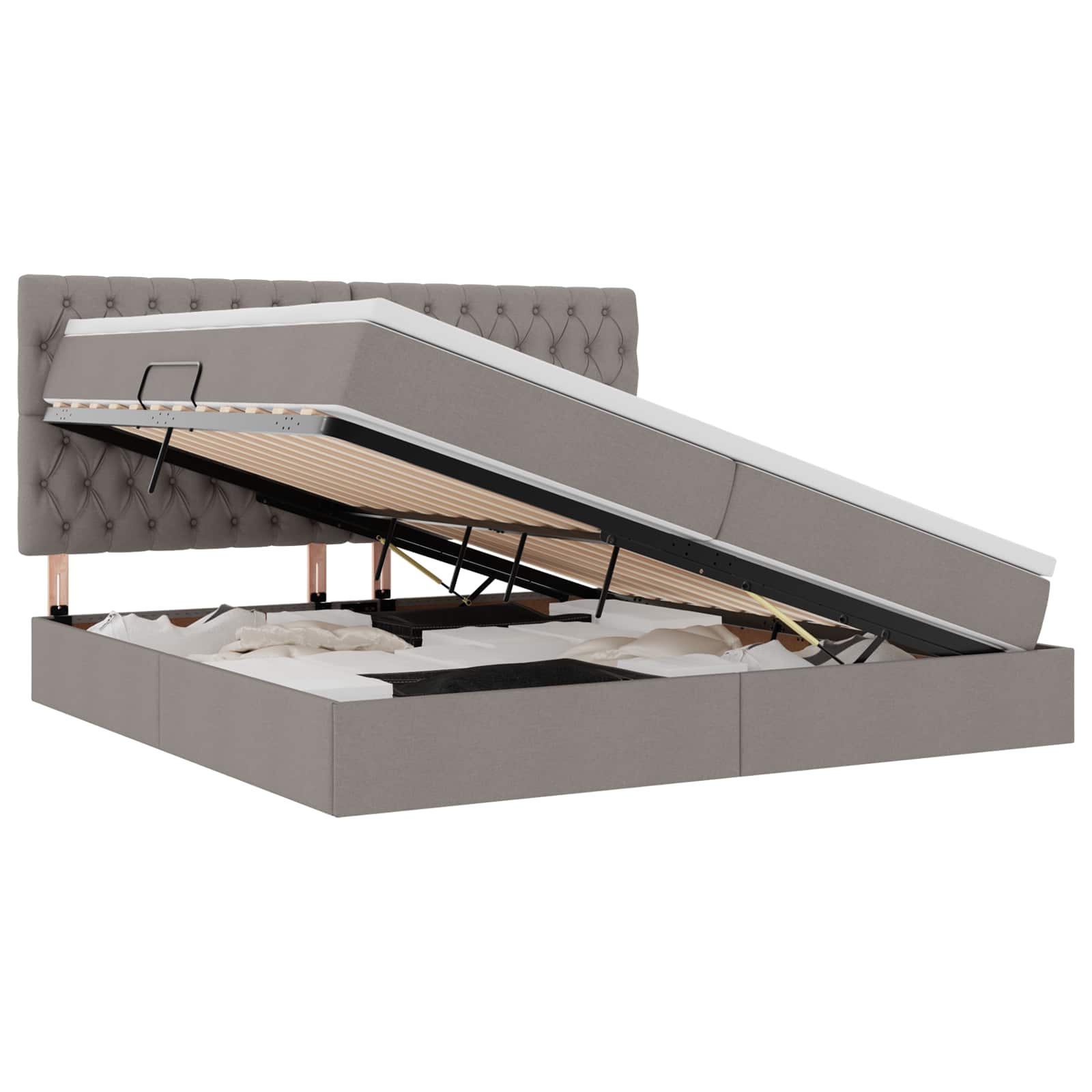 Κρεβάτι με αποθηκευτικό χώρο και LED με led Taupe 200 x 200 cm - Pakobazaar