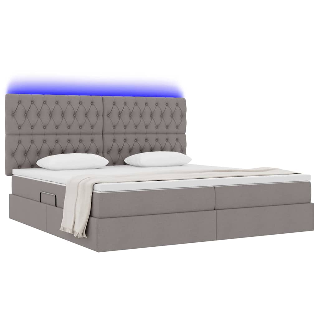 Κρεβάτι με αποθηκευτικό χώρο και LED με led Taupe 200 x 200 cm - Pakobazaar
