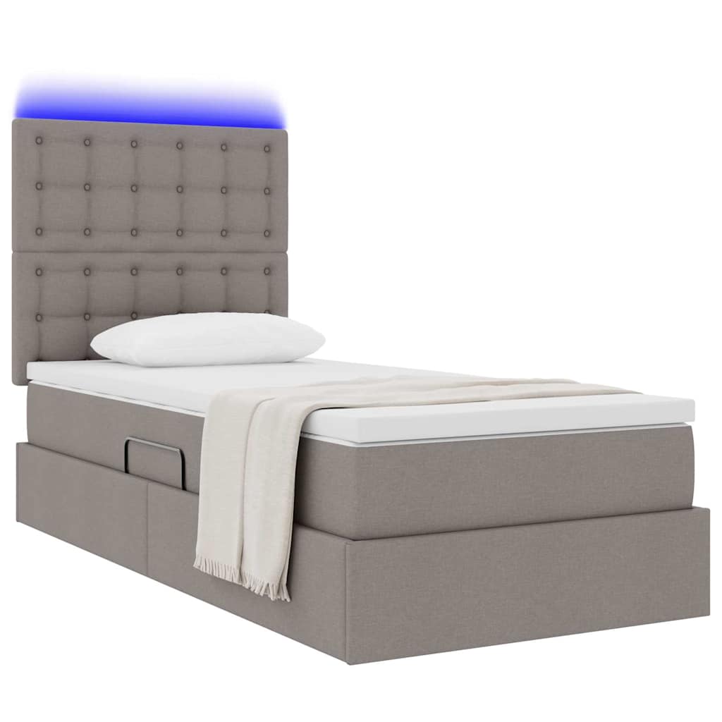 Κρεβάτι με αποθηκευτικό χώρο και LED με led Taupe 90 x 190 cm - Pakobazaar