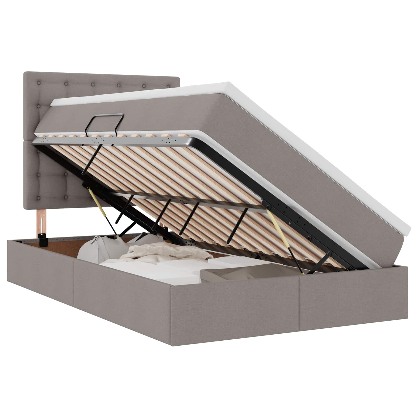 Κρεβάτι με αποθηκευτικό χώρο και LED με led Taupe 120 x 190 cm - Pakobazaar