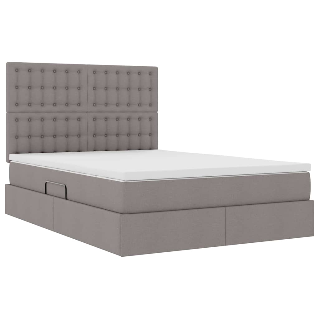 LED Κρεβάτι αποθήκευσης με στρώμα Taupe 140 x 190 cm Ύφασμα