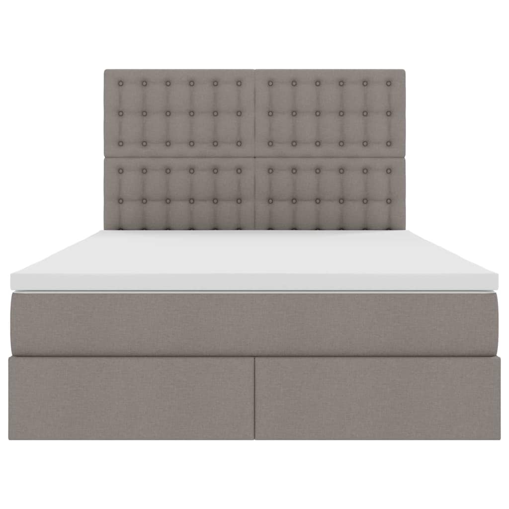 LED Κρεβάτι αποθήκευσης με στρώμα Taupe 140 x 190 cm Ύφασμα