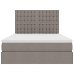 LED Κρεβάτι αποθήκευσης με στρώμα Taupe 140 x 190 cm Ύφασμα