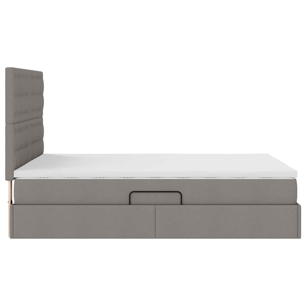 LED Κρεβάτι αποθήκευσης με στρώμα Taupe 140 x 190 cm Ύφασμα