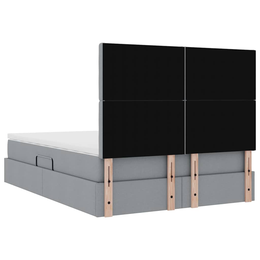 Κρεβάτι με αποθηκευτικό χώρο και LED Ανοιχτό γκρι 140 x 200 cm - Pakobazaar