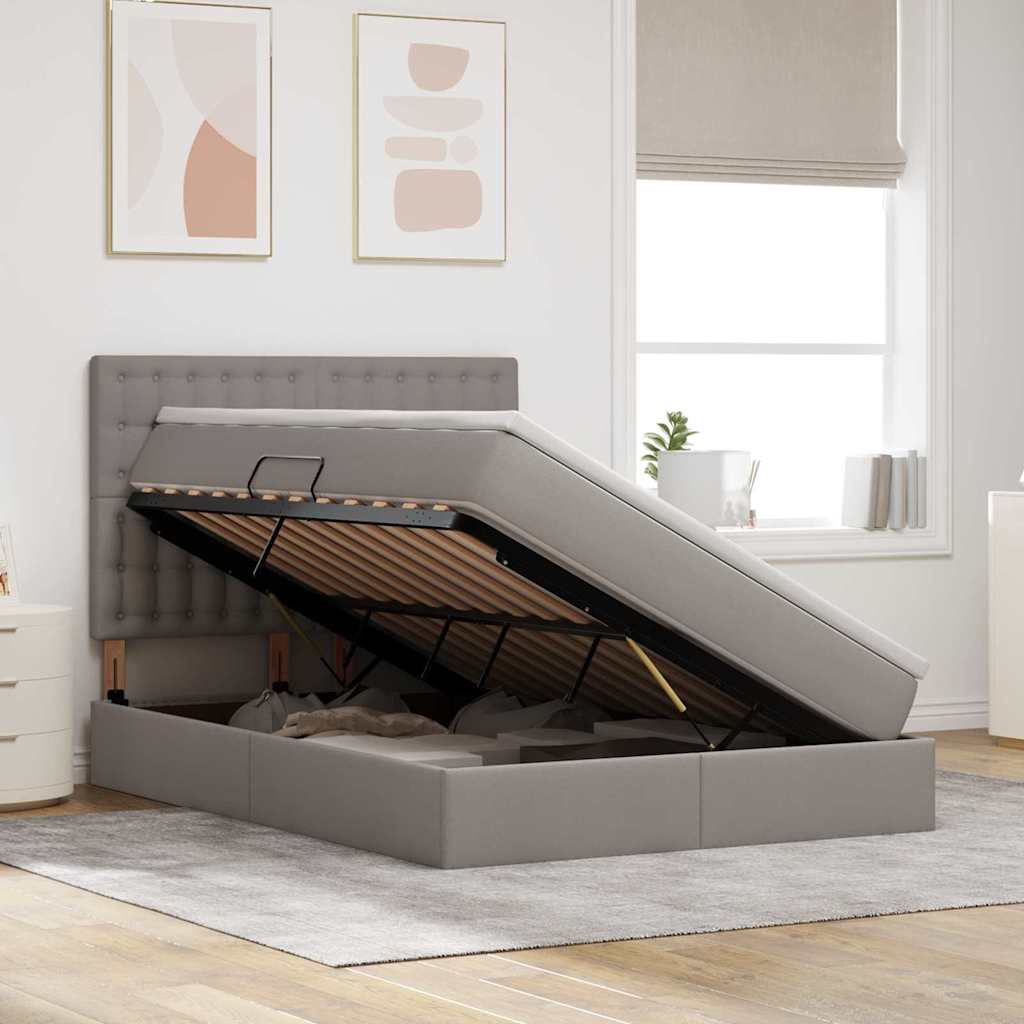 Κρεβάτι με αποθηκευτικό χώρο και LED με led Taupe 140 x 200 cm - Pakobazaar