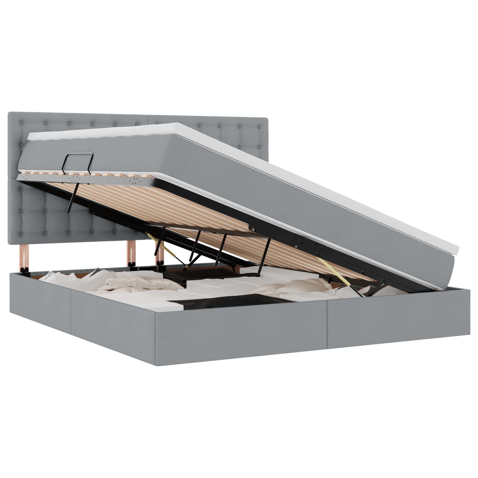 Κρεβάτι με αποθηκευτικό χώρο και LED Ανοιχτό γκρι 160 x 200 cm - Pakobazaar