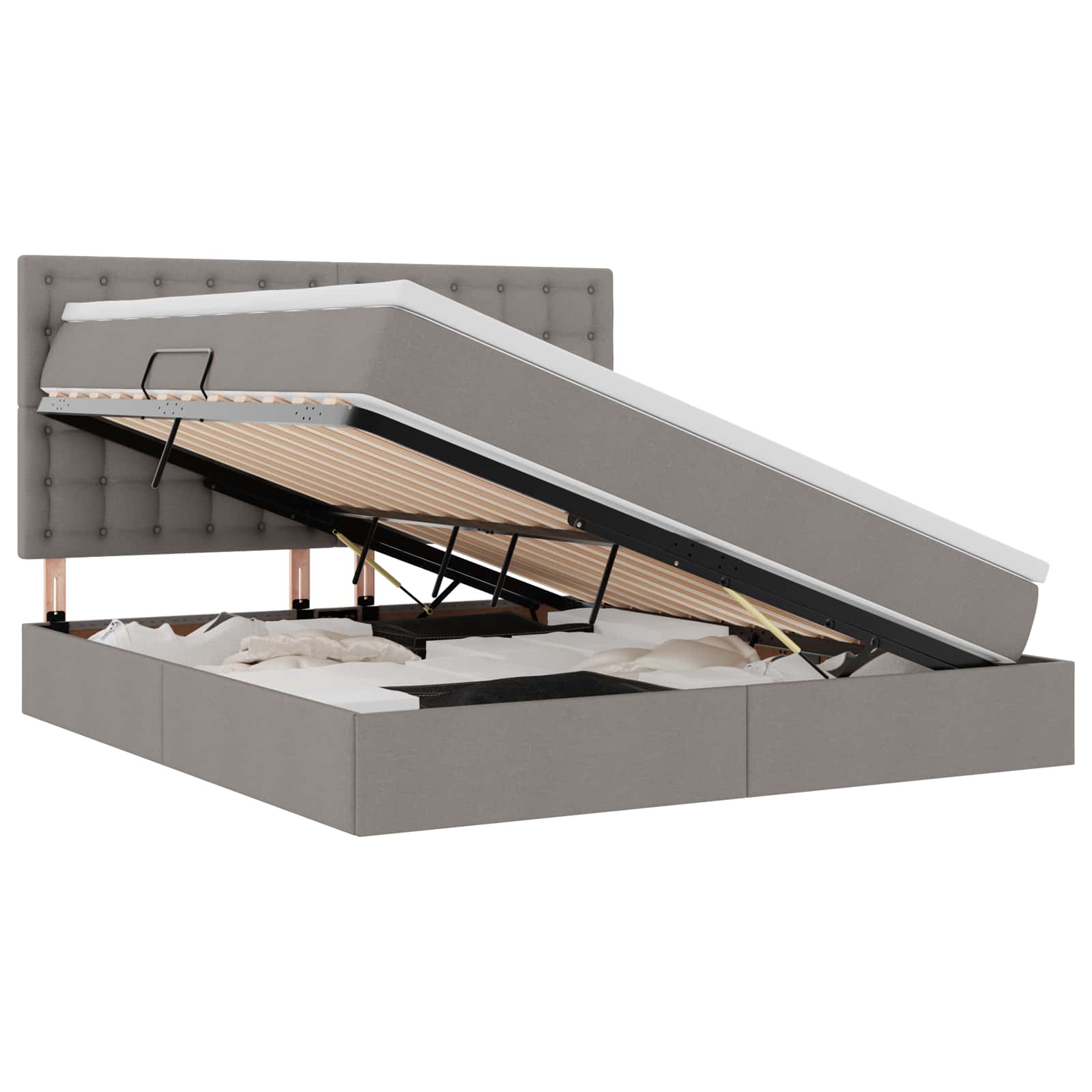 Κρεβάτι με αποθηκευτικό χώρο και LED με led Taupe 160 x 200 cm - Pakobazaar