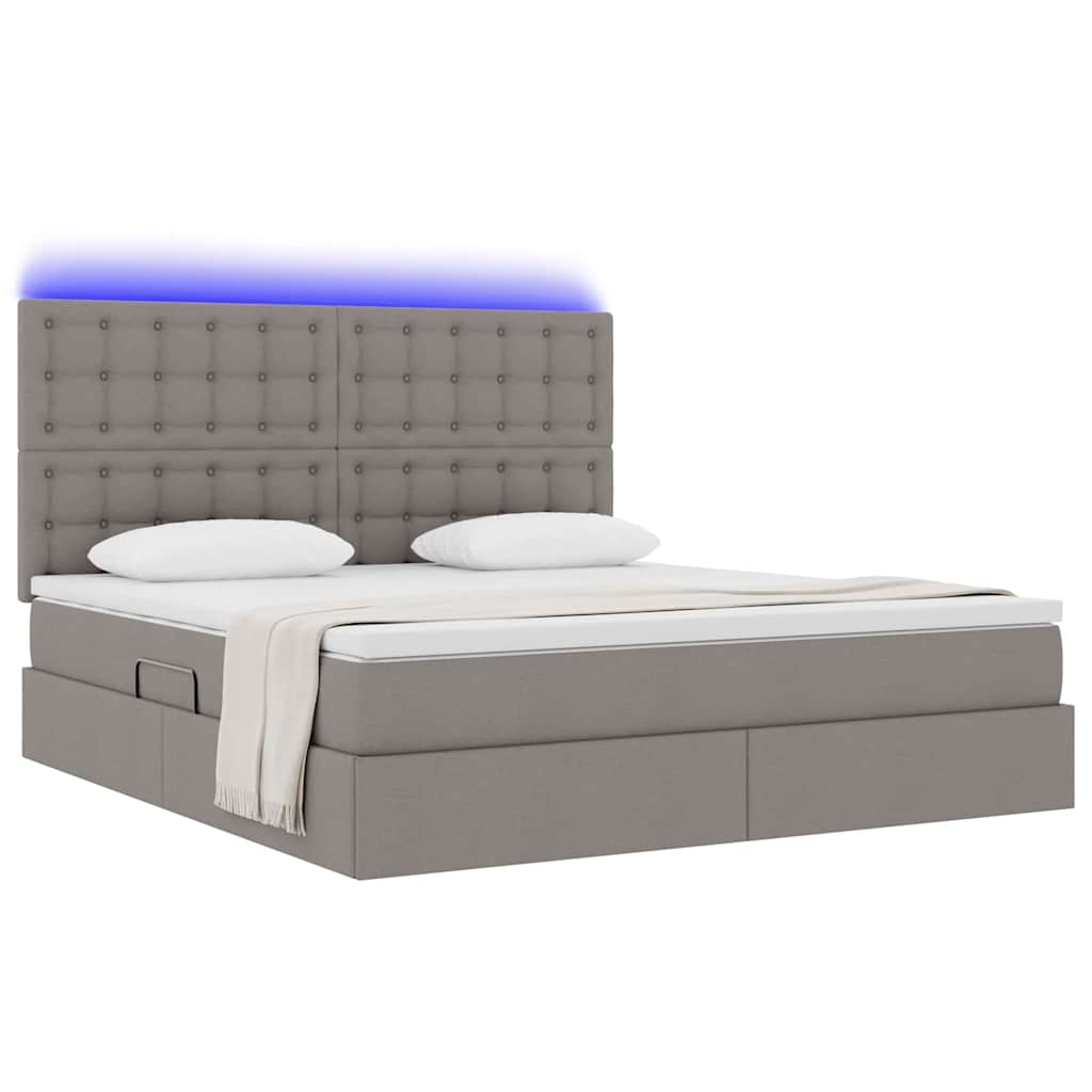 Κρεβάτι με αποθηκευτικό χώρο και LED με led Taupe 180 x 200 cm