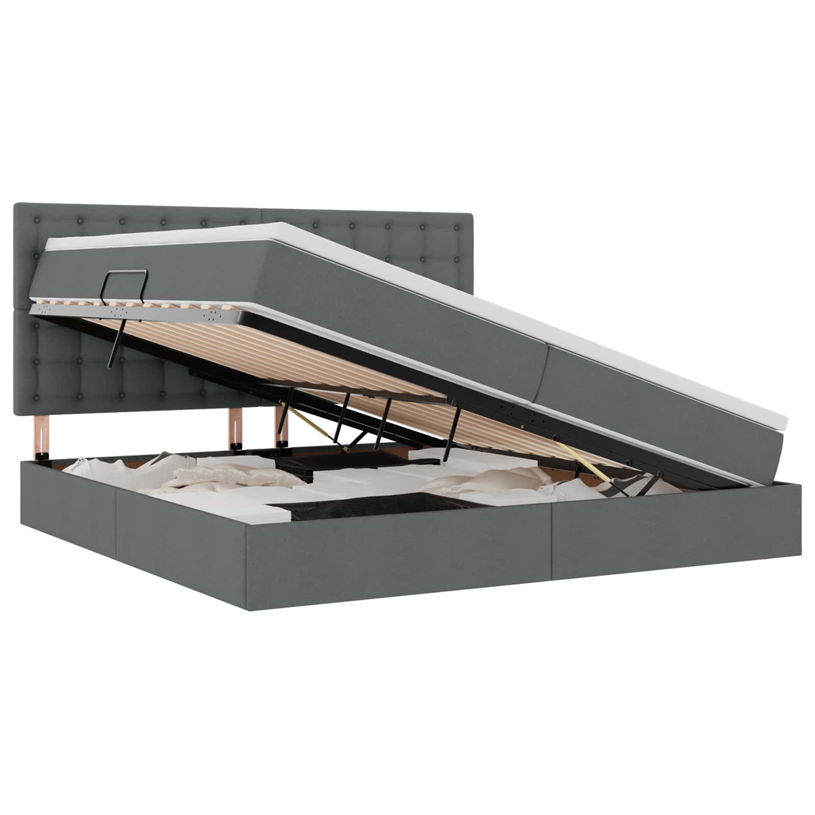 Κρεβάτι με αποθηκευτικό χώρο και LED Σκούρο Γκρι 200 x 200 cm - Pakobazaar