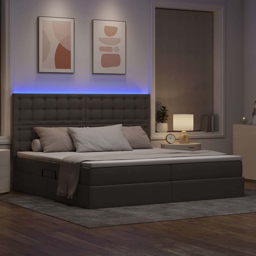 Κρεβάτι με αποθηκευτικό χώρο και LED με led Taupe 200 x 200 cm - Pakobazaar