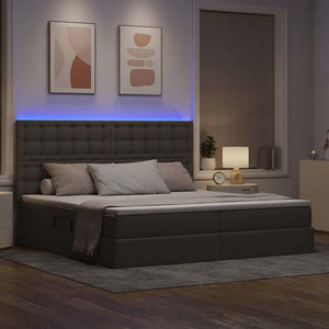 Κρεβάτι με αποθηκευτικό χώρο και LED με led Taupe 200 x 200 cm - Pakobazaar