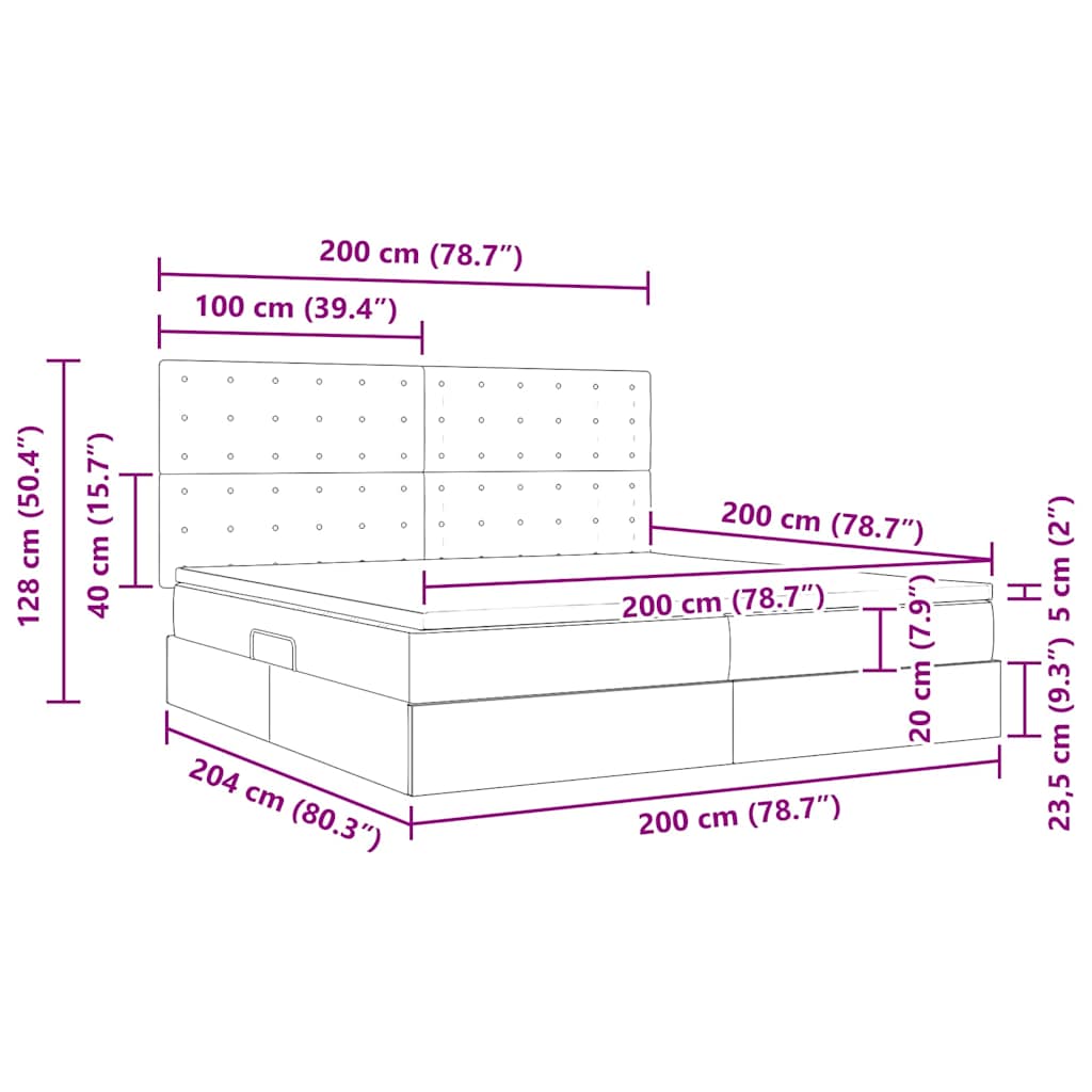 Κρεβάτι με αποθηκευτικό χώρο και LED με led Μπλε 200 x 200 cm