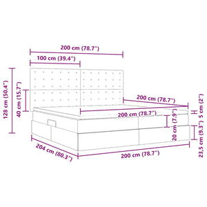 LED Κρεβάτι αποθήκευσης με στρώμα Μπλε 200 x 200 cm Ύφασμα