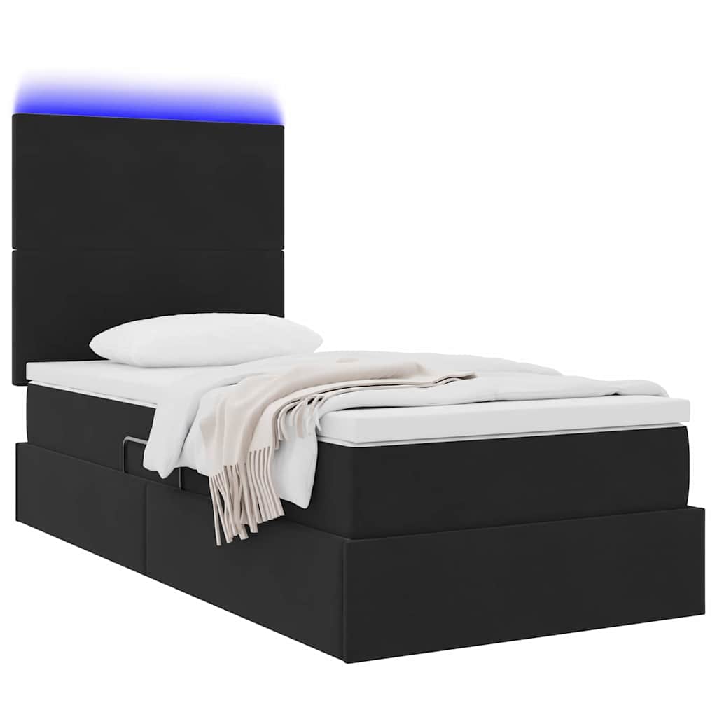 Κρεβάτι με αποθηκευτικό χώρο και LED Μαύρο 90 x 190 cm Βελούδο - Pakobazaar