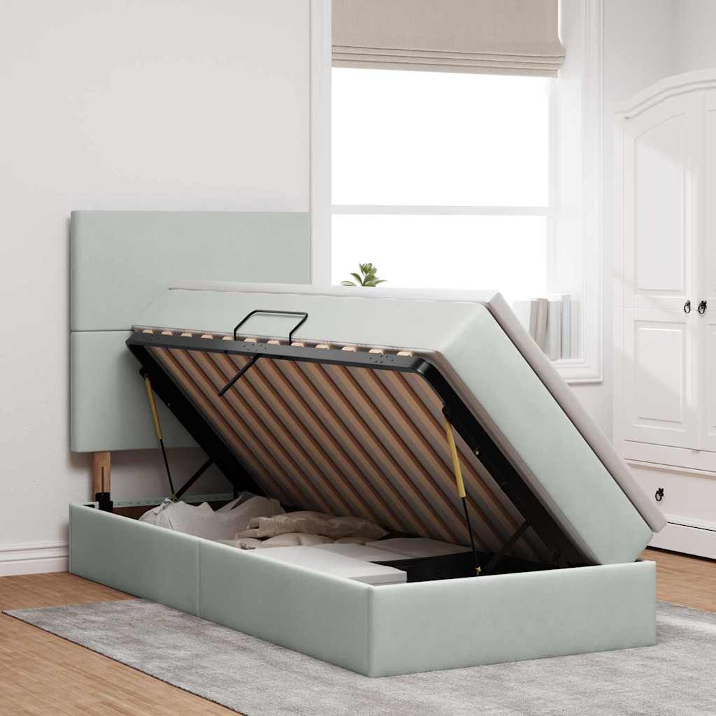 Κρεβάτι με αποθηκευτικό χώρο και LED Ανοιχτό γκρι 100 x 200 cm - Pakobazaar