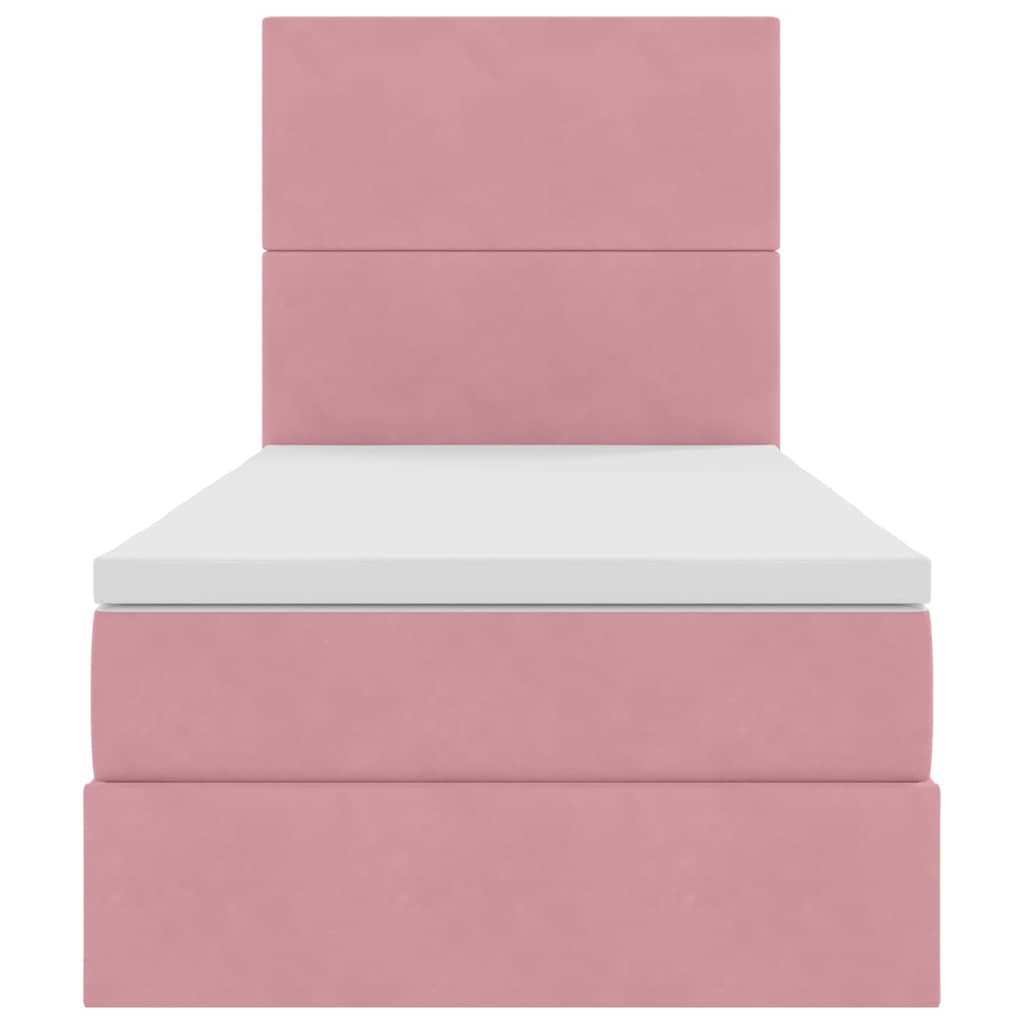 Κρεβάτι με αποθηκευτικό χώρο και LED Ροζ 100 x 200 cm Βελούδο - Pakobazaar