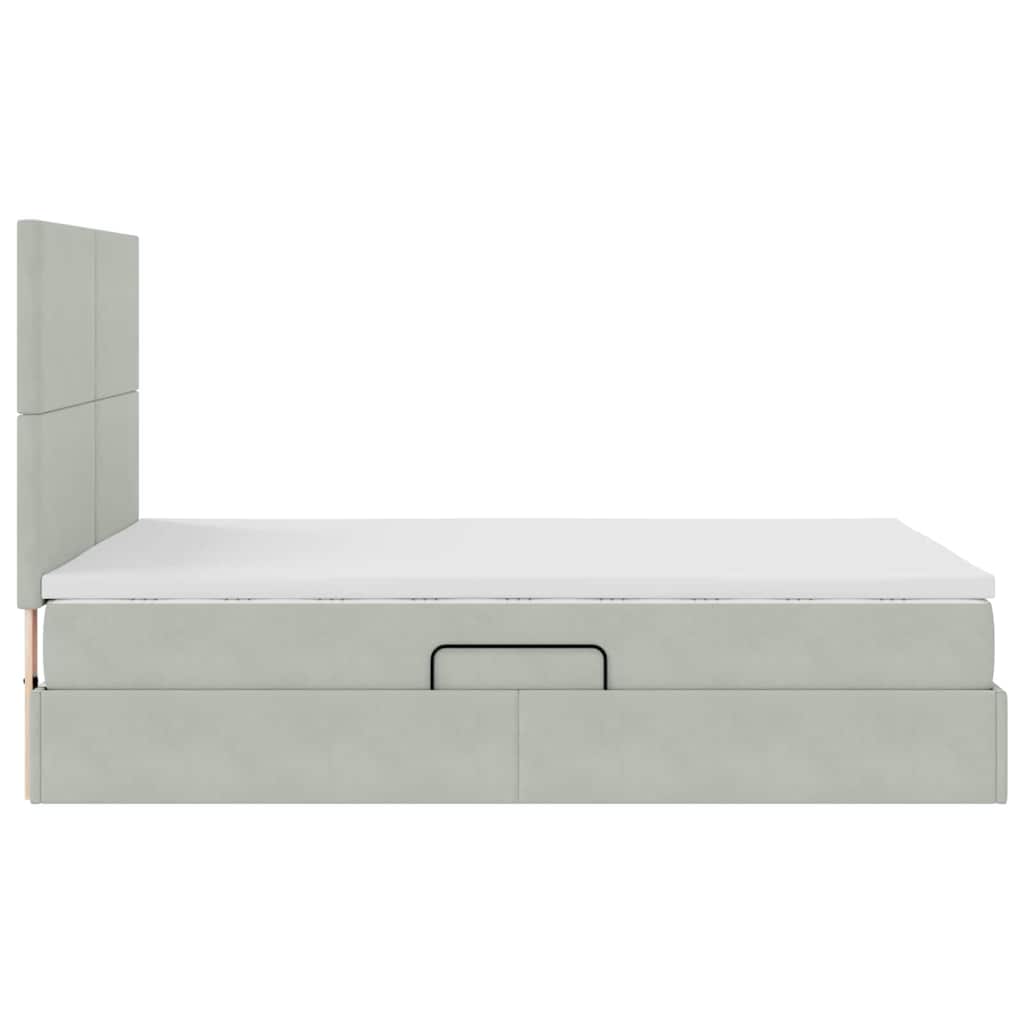 Κρεβάτι με αποθηκευτικό χώρο και LED Ανοιχτό γκρι 140 x 190 cm - Pakobazaar