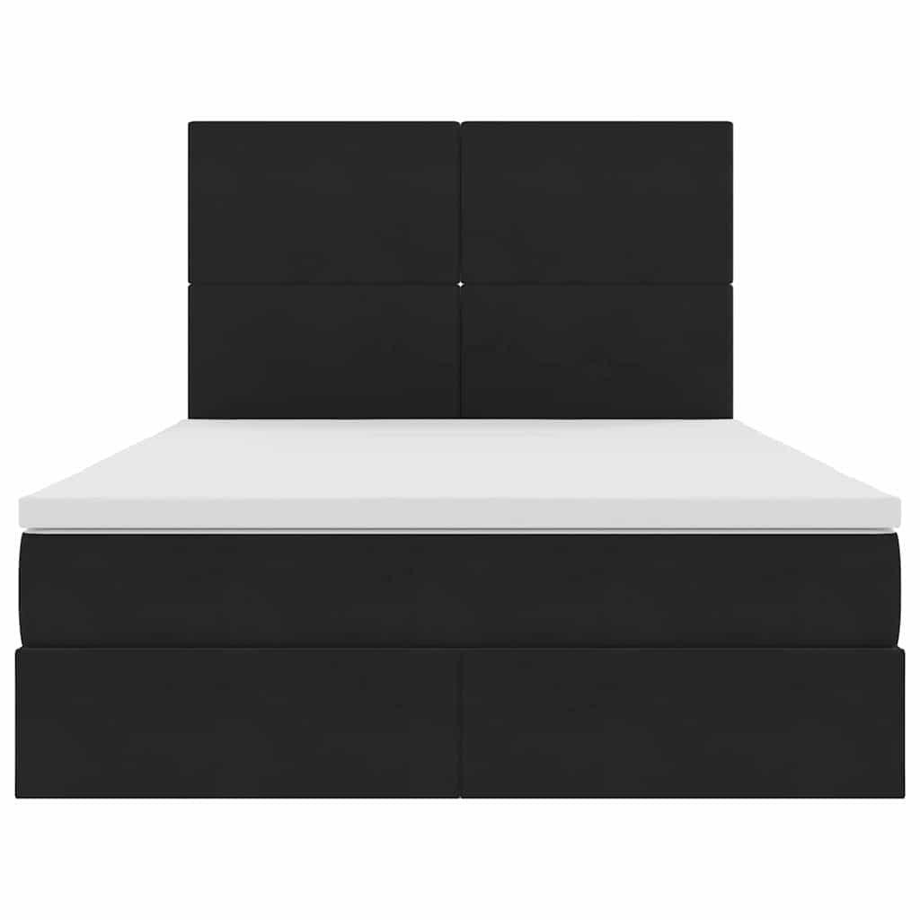 Κρεβάτι με αποθηκευτικό χώρο και LED Μαύρο 140 x 190 cm Βελούδο - Pakobazaar