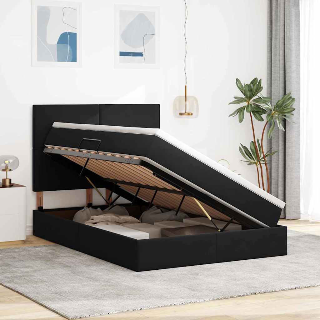 Κρεβάτι με αποθηκευτικό χώρο και LED Μαύρο 140 x 200 cm Βελούδο - Pakobazaar