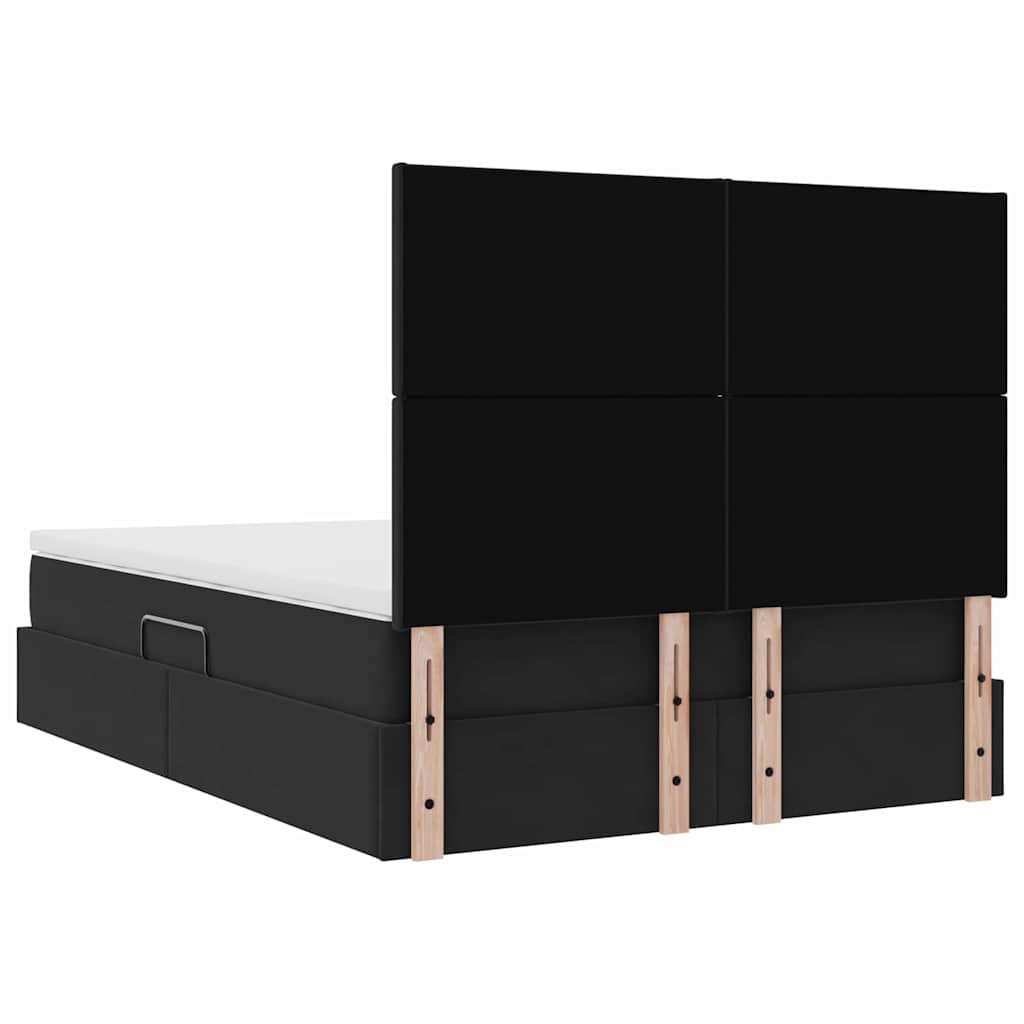 Κρεβάτι με αποθηκευτικό χώρο και LED Μαύρο 140 x 200 cm Βελούδο - Pakobazaar