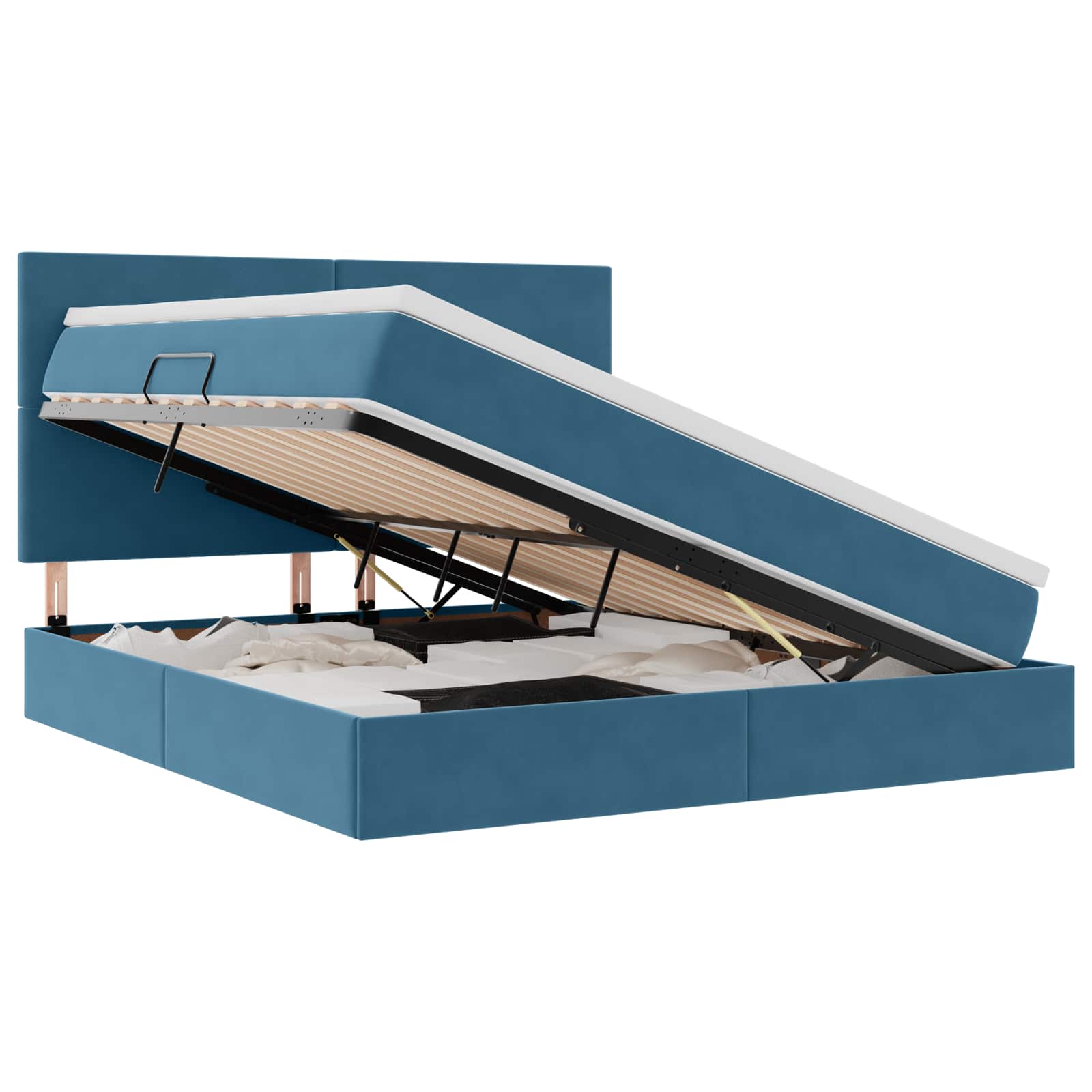 Κρεβάτι με αποθηκευτικό χώρο και LED Σκούρο Μπλε 160 x 200 cm - Pakobazaar