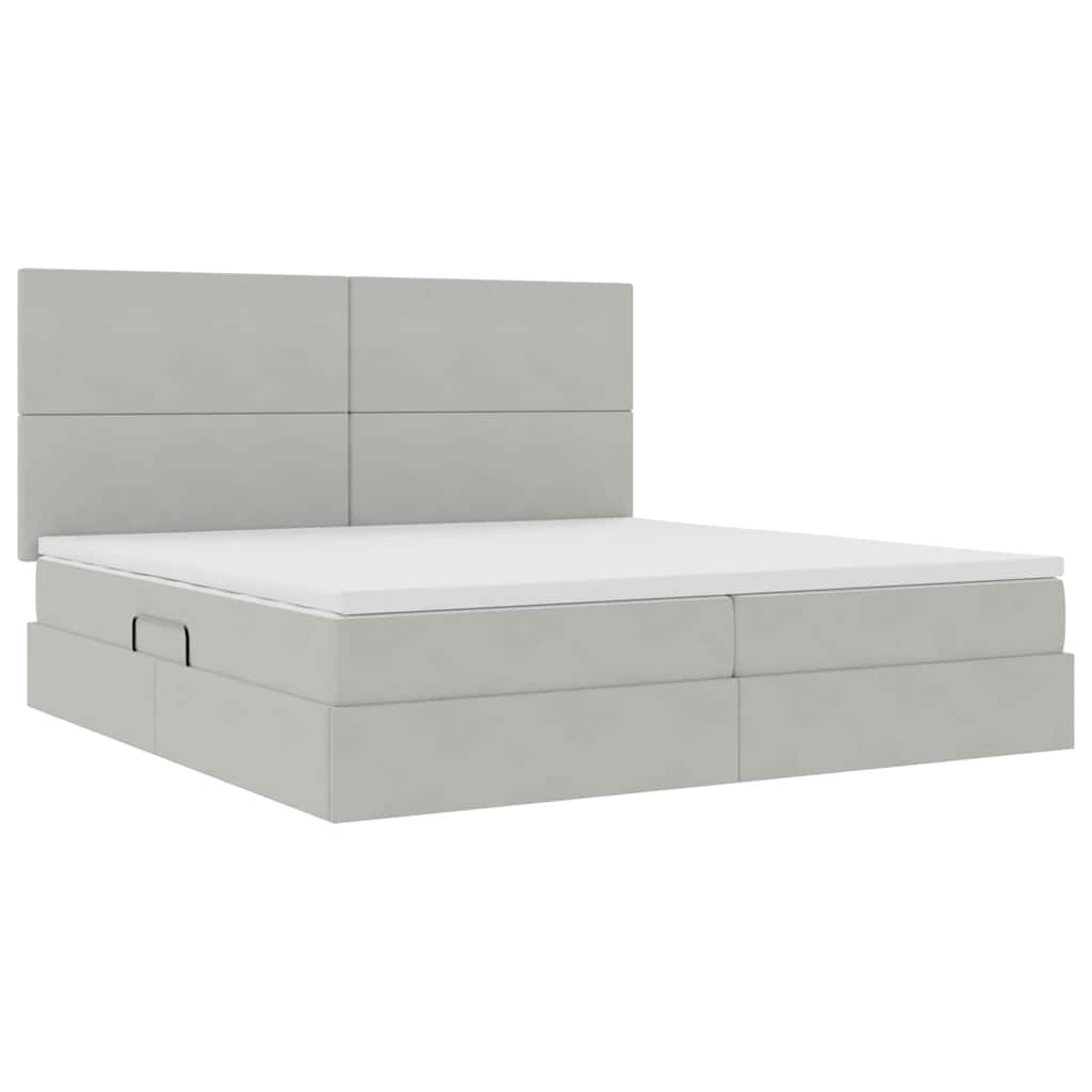 Κρεβάτι με αποθηκευτικό χώρο και LED Ανοιχτό γκρι 200 x 200 cm - Pakobazaar