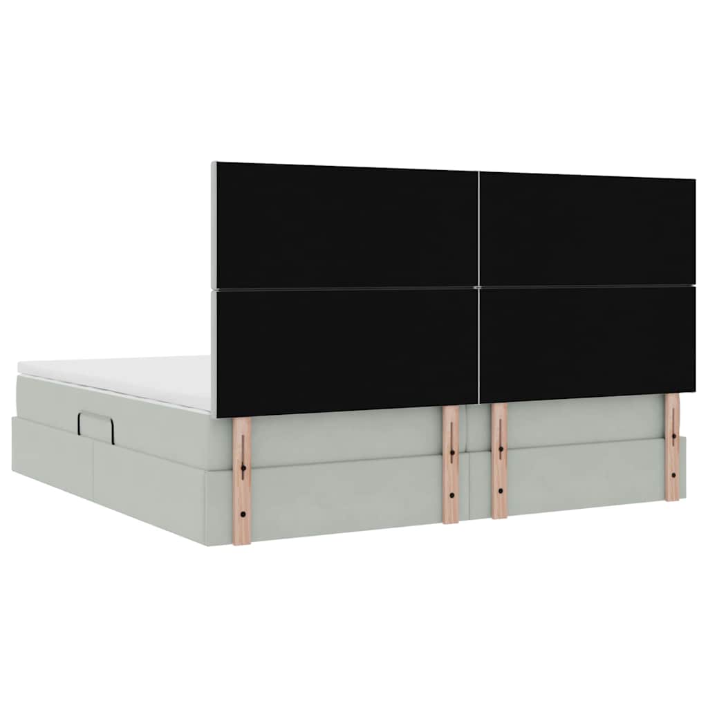 Κρεβάτι με αποθηκευτικό χώρο και LED Ανοιχτό γκρι 200 x 200 cm - Pakobazaar