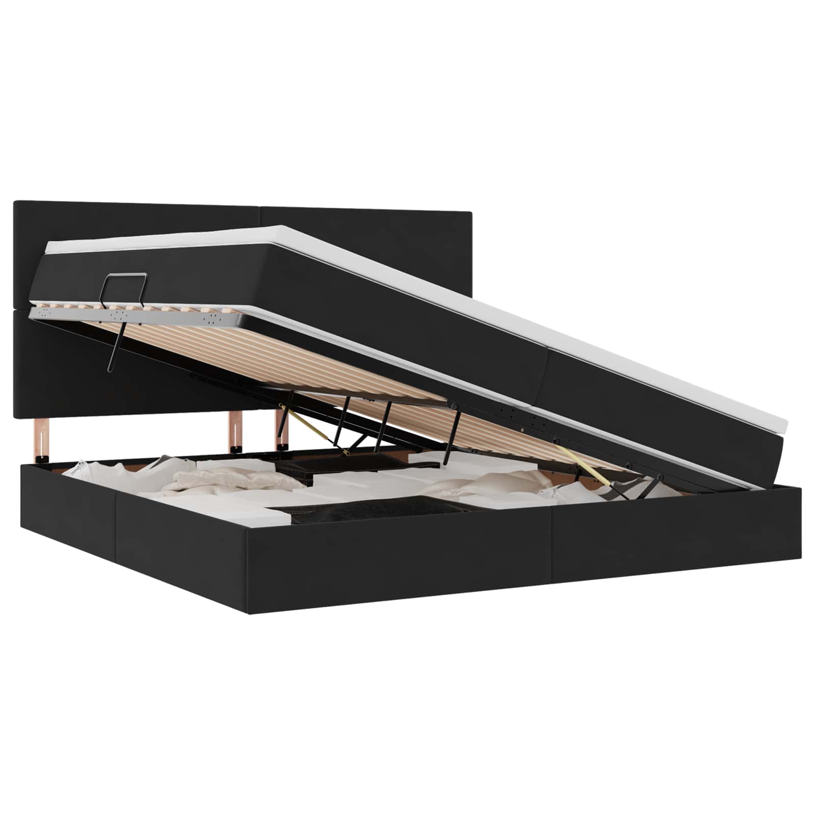 Κρεβάτι με αποθηκευτικό χώρο και LED Μαύρο 200 x 200 cm Βελούδο - Pakobazaar