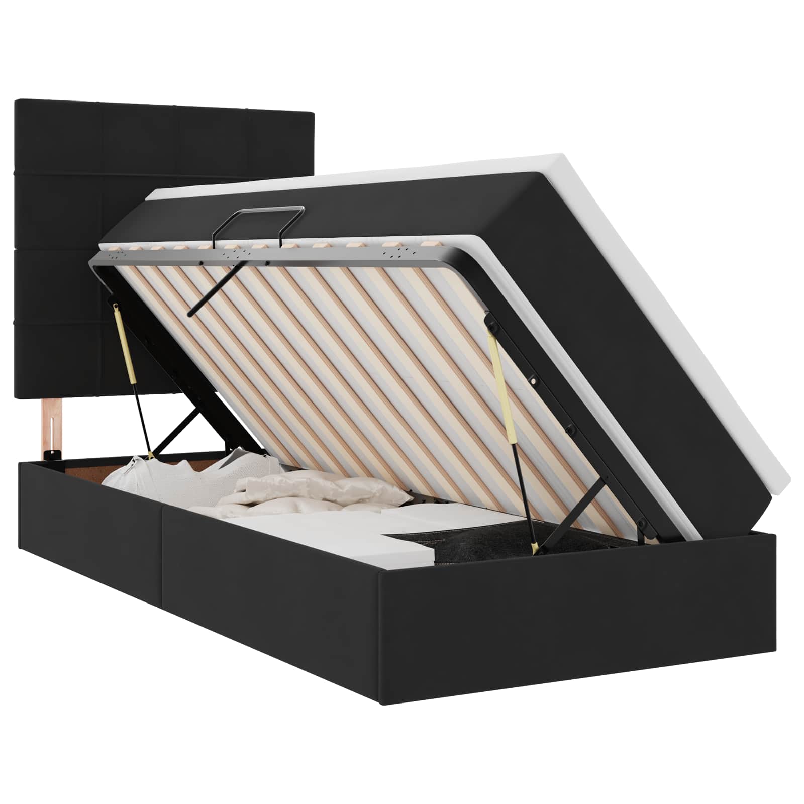Κρεβάτι με αποθηκευτικό χώρο και LED Μαύρο 90 x 190 cm Βελούδο - Pakobazaar