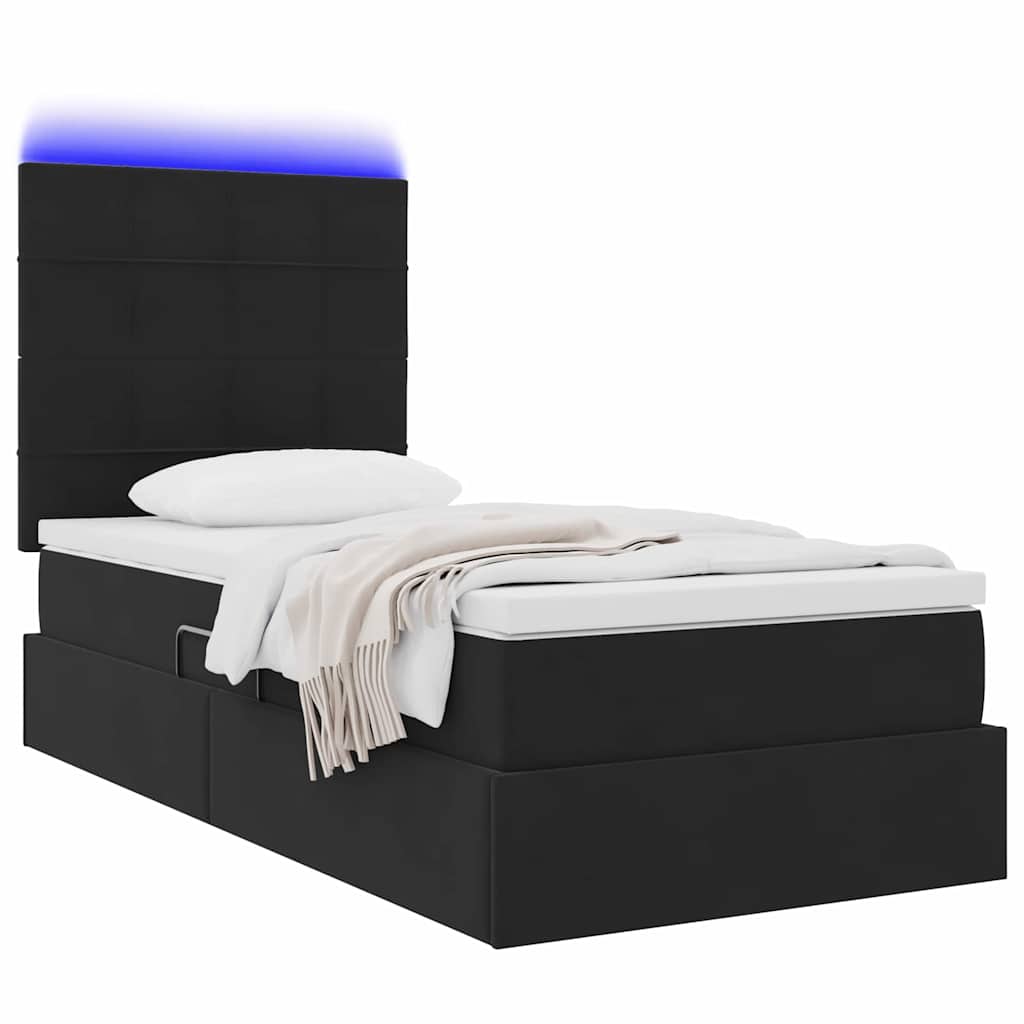 Κρεβάτι με αποθηκευτικό χώρο και LED Μαύρο 90 x 190 cm Βελούδο - Pakobazaar
