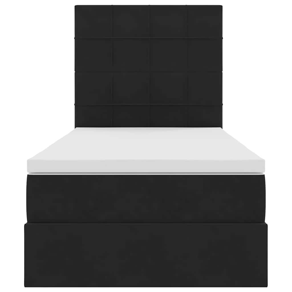 Κρεβάτι με αποθηκευτικό χώρο και LED Μαύρο 90 x 200 cm Βελούδο - Pakobazaar