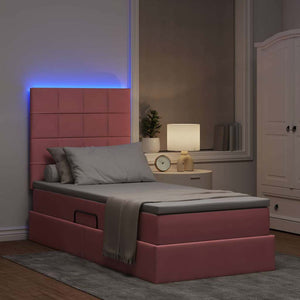 Κρεβάτι με αποθηκευτικό χώρο και LED Ροζ 90 x 200 cm Βελούδο - Pakobazaar