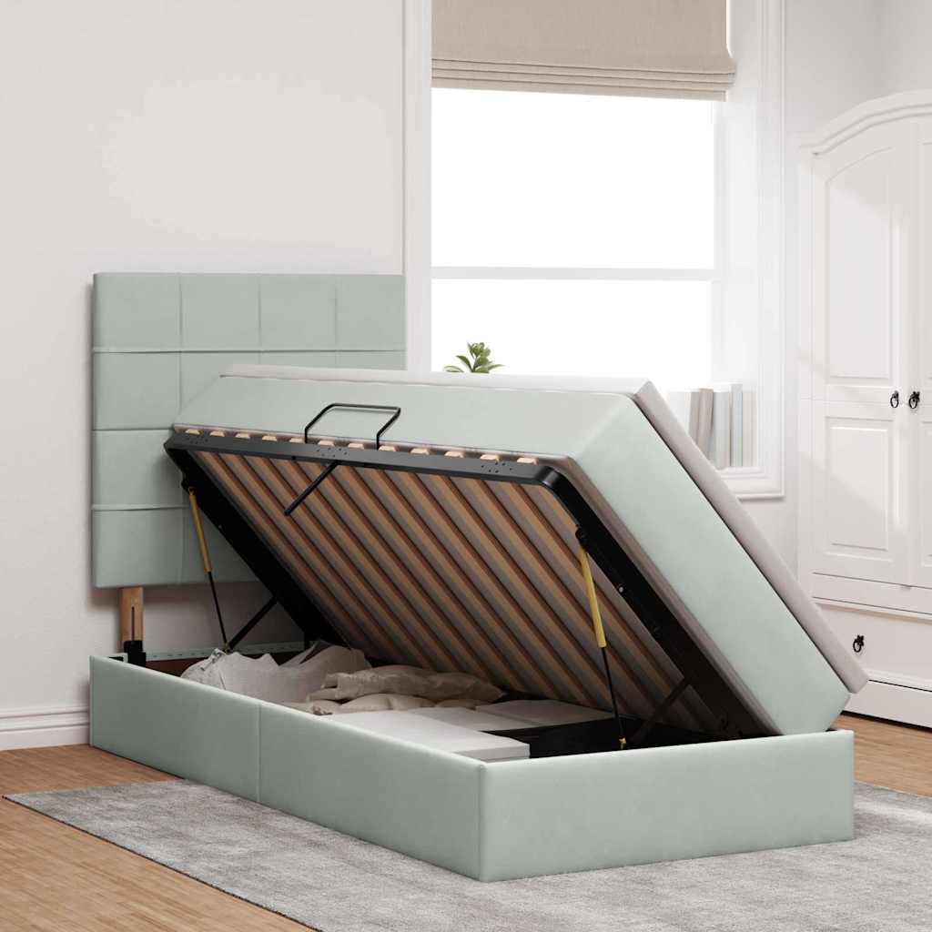 Κρεβάτι με αποθηκευτικό χώρο και LED Ανοιχτό γκρι 100 x 200 cm - Pakobazaar