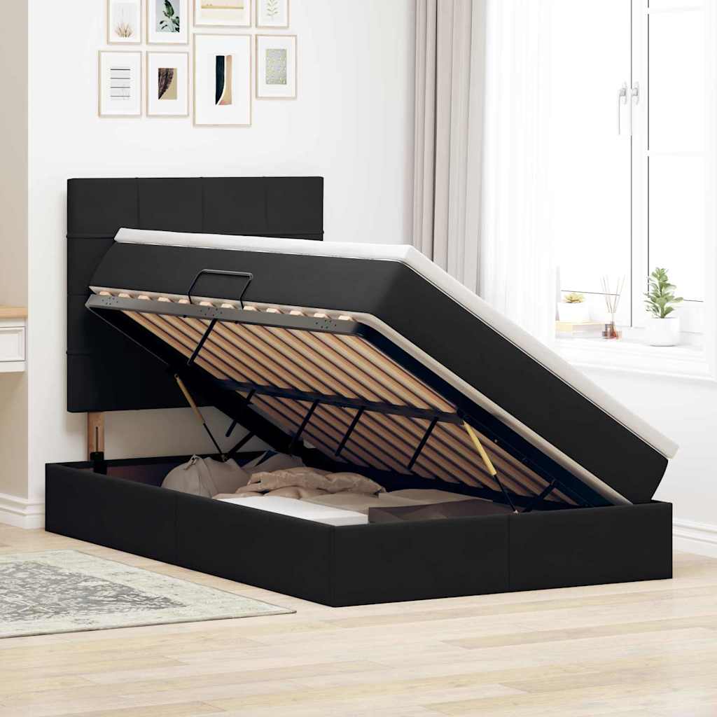 Κρεβάτι με αποθηκευτικό χώρο και LED Μαύρο 120 x 190 cm Βελούδο - Pakobazaar