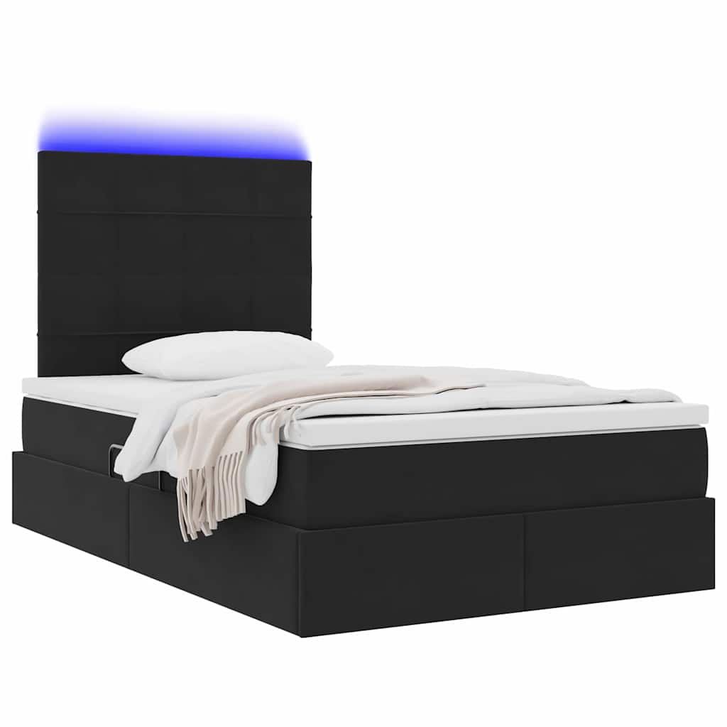 Κρεβάτι με αποθηκευτικό χώρο και LED Μαύρο 120 x 190 cm Βελούδο - Pakobazaar