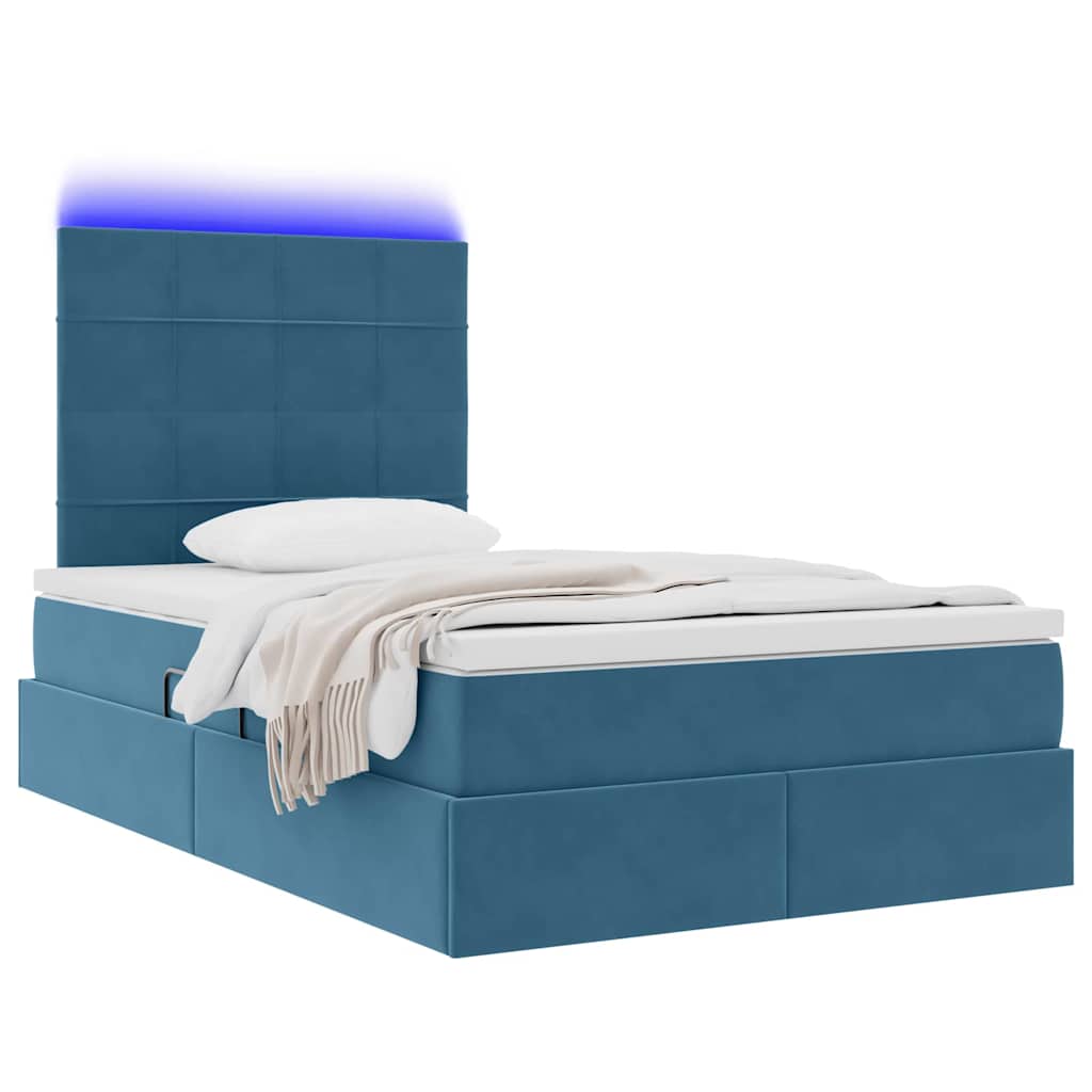 Κρεβάτι με αποθηκευτικό χώρο και LED Μπλε 120 x 190 cm Βελούδο - Pakobazaar