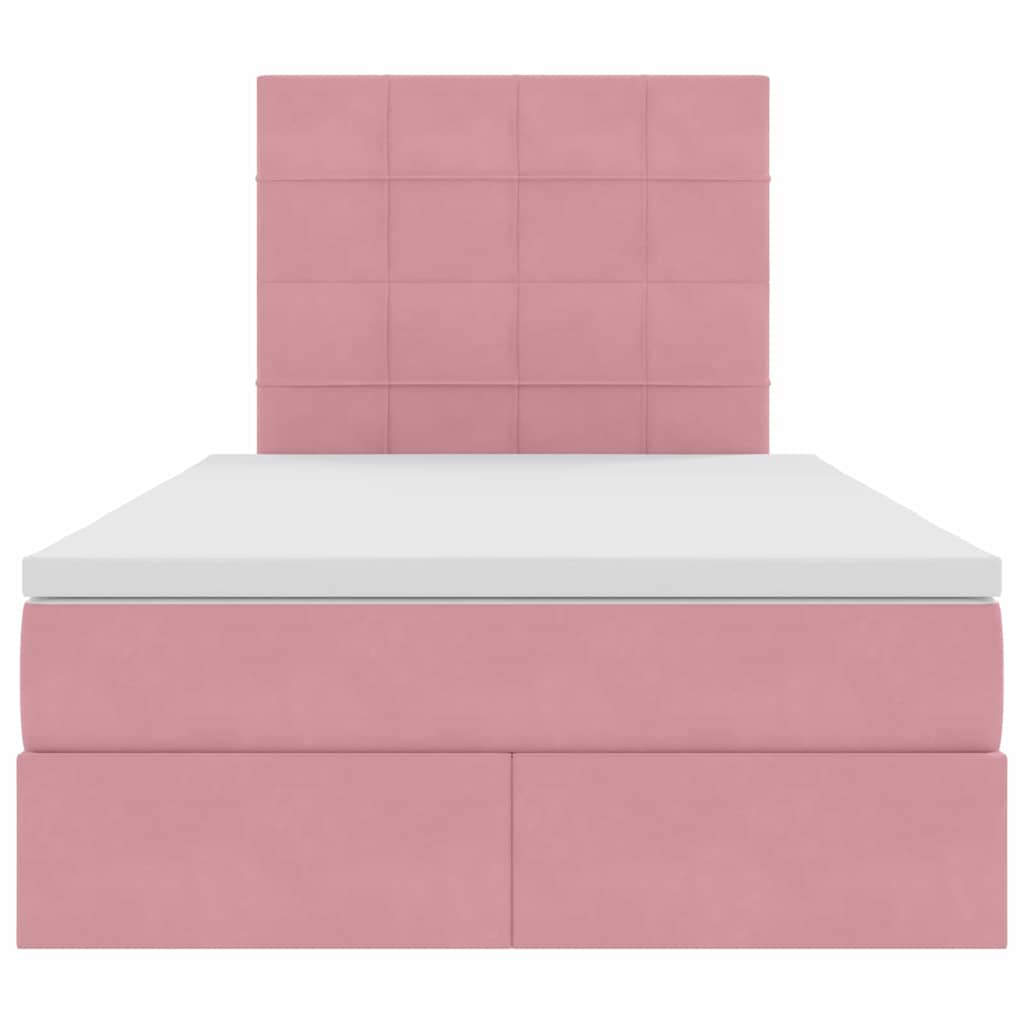 Κρεβάτι με αποθηκευτικό χώρο και LED Ροζ 120 x 190 cm Βελούδο