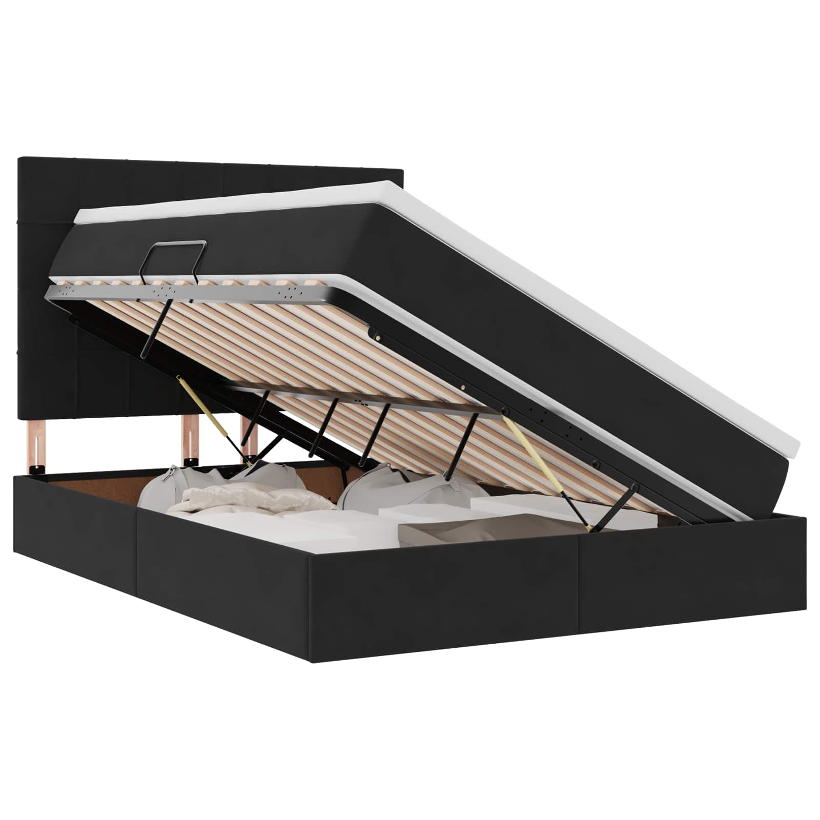 Κρεβάτι με αποθηκευτικό χώρο και LED Μαύρο 140 x 190 cm Βελούδο - Pakobazaar