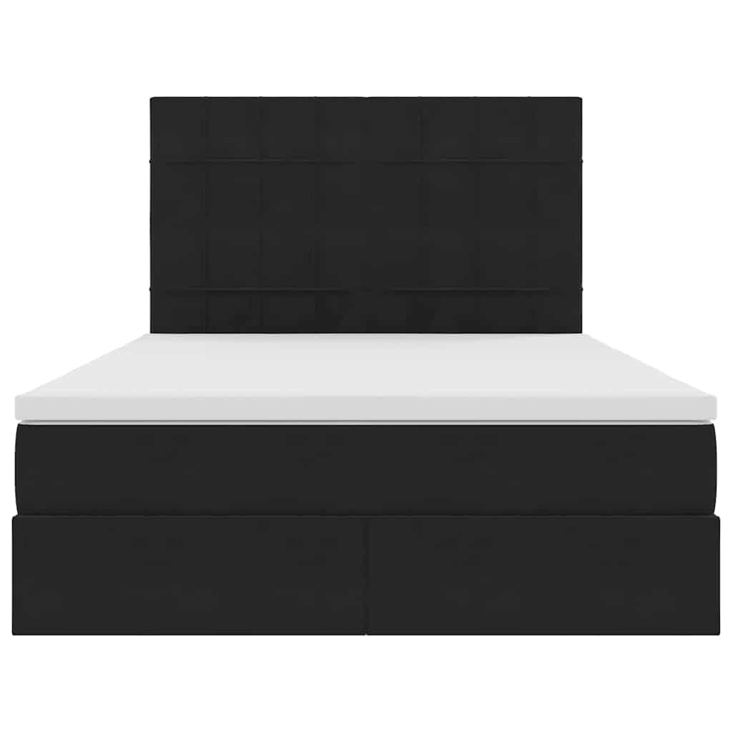 Κρεβάτι με αποθηκευτικό χώρο και LED Μαύρο 140 x 190 cm Βελούδο - Pakobazaar