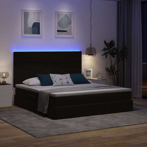 Κρεβάτι με αποθηκευτικό χώρο και LED Μαύρο 160 x 200 cm Βελούδο - Pakobazaar