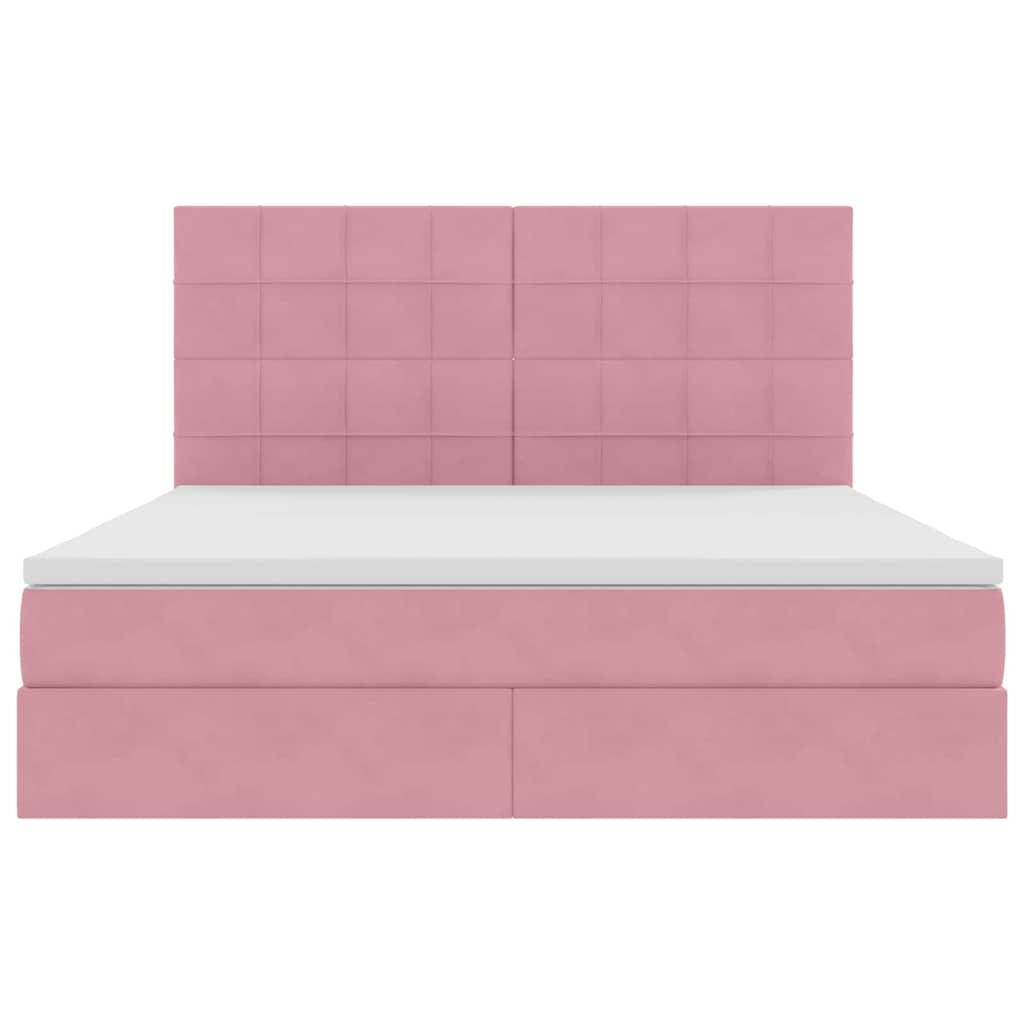Κρεβάτι με αποθηκευτικό χώρο και LED Ροζ 160 x 200 cm Βελούδο - Pakobazaar